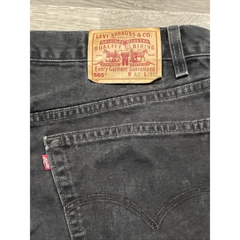VTG Levis 505 Jeans Mens 40x30 Black Orange Tab Regular Fit Straight Leg 80s-90s